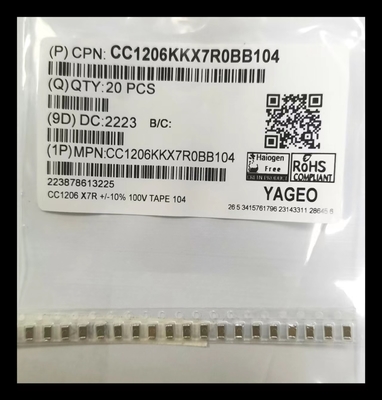 Condensatori ceramici a più strati ricoprenti MLCC 104K/100V di X7R 1206