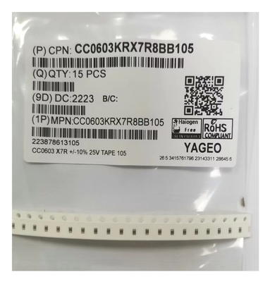 condensatori ceramici a più strati MLCC 0603105K/25V X7R di 1.0uF SMD